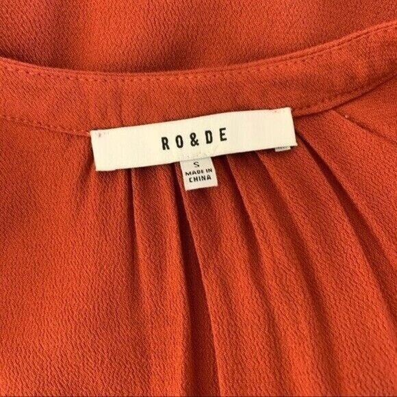 Ro And De Rust Orange Peasant Blouse Boho Embroidered Long Sleeve Top Small - Picture 6 of 8